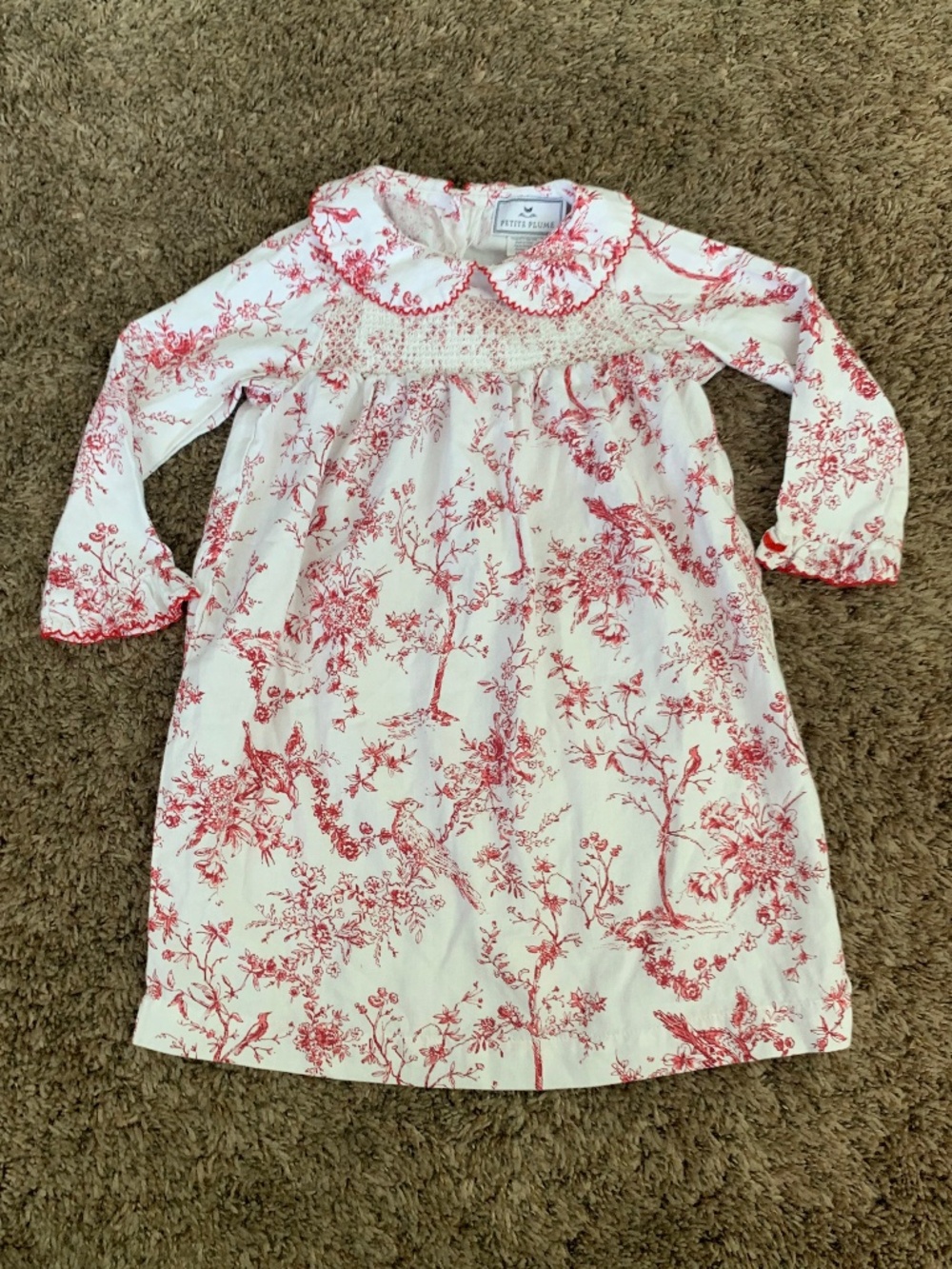 Petite Plume Eloise Red Toile Nightgown Dress Baby Girl 12-18m